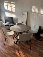 Ronde eettafel + stoelen, Huis en Inrichting, Ophalen, 100 tot 150 cm, Rond, Zo goed als nieuw