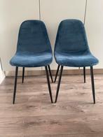 2 eetkamerstoelen blauw stof Kwantum, Ophalen, Gebruikt, Twee, Blauw