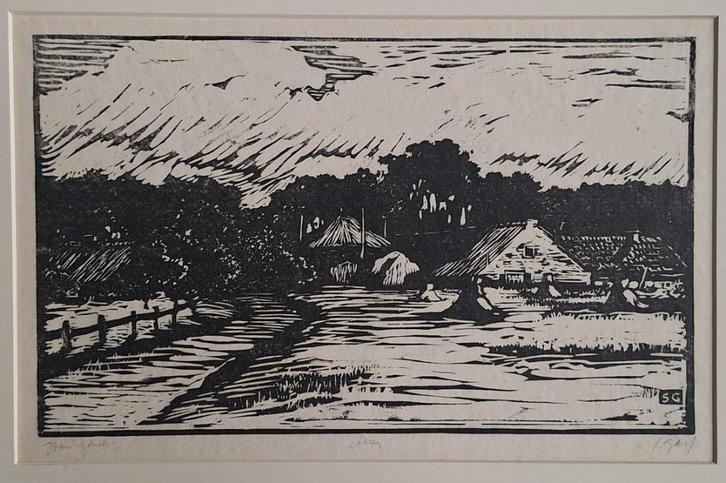 Prent Salomon Garf Laren Gooi Singer Joods Museum, Verzamelen, Foto's en Prenten, Gebruikt, Prent, Natuur, Voor 1940, Ophalen