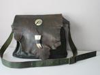 vintage lederen tas, Sieraden, Tassen en Uiterlijk, Ophalen of Verzenden, Zo goed als nieuw, Groen, Handtas