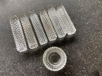 Kristallen messenleggers puntkristal zoutvaatje antiek glas beschikbaar voor biedingen