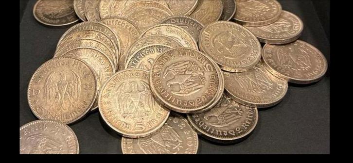 Zilveren 5 Reichsmark 1934/36 zilver Kilo's beschikbaar, Postzegels en Munten, Munten | Europa | Niet-Euromunten, Duitsland, Zilver