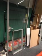 Glazen deur met aluminium kozijn en bovenlicht, Ophalen, Gebruikt, 80 tot 100 cm, Binnendeur