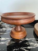 Vintage retro hout houten plateau serveer schaal op voet, Ophalen of Verzenden