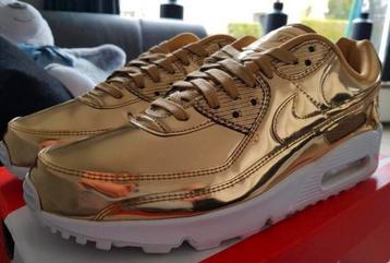 Nike air max 90 liquid goud gold us 12,5 wmns eu 47 men DS  beschikbaar voor biedingen