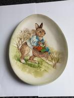 PASEN: prachtig oud keramisch schaaltje met paashaas, Ophalen of Verzenden, Zo goed als nieuw, Ovaal, Porselein of Keramiek