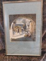 * Ingelijst Aquarel "Straat in Jeruzalem" (Cor Jacobi), Antiek en Kunst, Ophalen of Verzenden