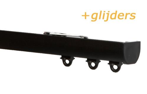 Decoline Gordijnrails 215 Deco Mat Zwart rollers,  2 stuks, Huis en Inrichting, Stoffering | Gordijnen en Lamellen, Gebruikt, 200 cm of meer