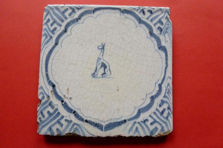 Prachtige 17e eeuwse tegel met DROMEDARIS in WAN LI!, Antiek en Kunst, Antiek | Wandborden en Tegels, Ophalen of Verzenden
