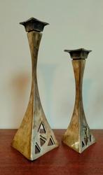 Kandelaars, vintage, verzilverd brons, postmodernisme, Antiek en Kunst, Ophalen of Verzenden, Koper of Brons