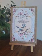 2x Hout met Jute Schilderij - Vogel & Rozen - 35x25cm, Minder dan 50 cm, Nieuw, Ophalen of Verzenden, Schilderij