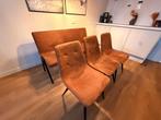 Eetkamerstoelen + eetkamerbankje (138 cm), Ophalen, Bruin, Zo goed als nieuw, Stof