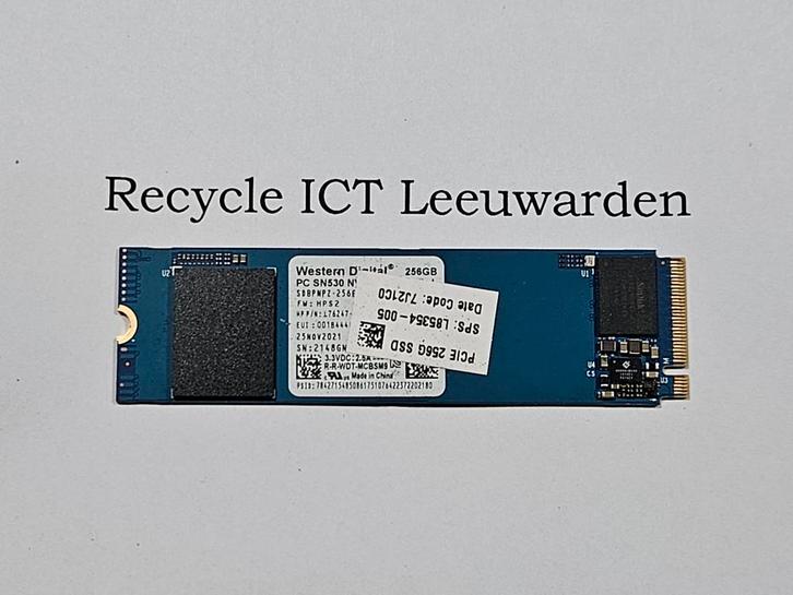 Western digital 256gb m.2 nvme sn530 laptop ssd, Computers en Software, Harde schijven, Gebruikt, Laptop, Intern, SSD, Ophalen of Verzenden