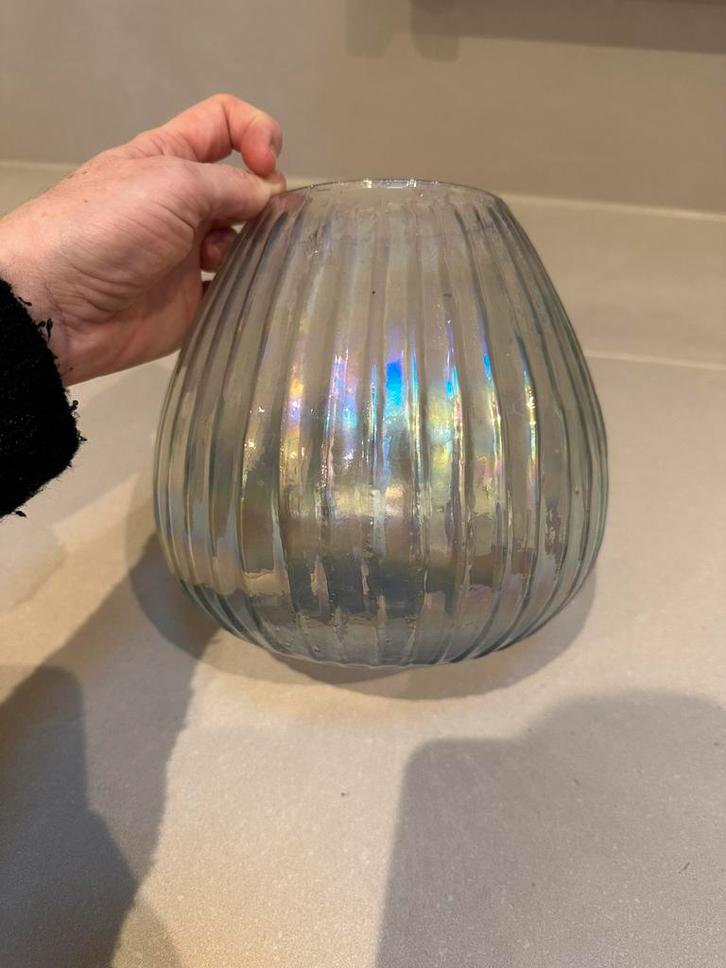 Kaarsenhouder decoratie vaas parelmoer Ibiza, Huis en Inrichting, Woonaccessoires | Vazen, Zo goed als nieuw, Groen, Minder dan 50 cm