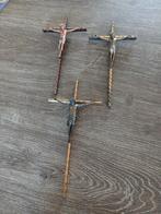 Koperen Kruisbeelden Set, Antiek en Kunst, Antiek | Religie, Ophalen of Verzenden
