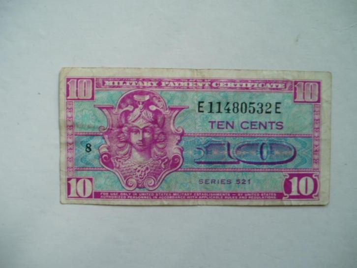 1180. Amerika, MPC 10 cents (1954-1958) series 521., Postzegels en Munten, Bankbiljetten | Amerika, Los biljet, Noord-Amerika