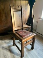 Eikenhout  2 stoelen met lederen zitting eiken, Ophalen