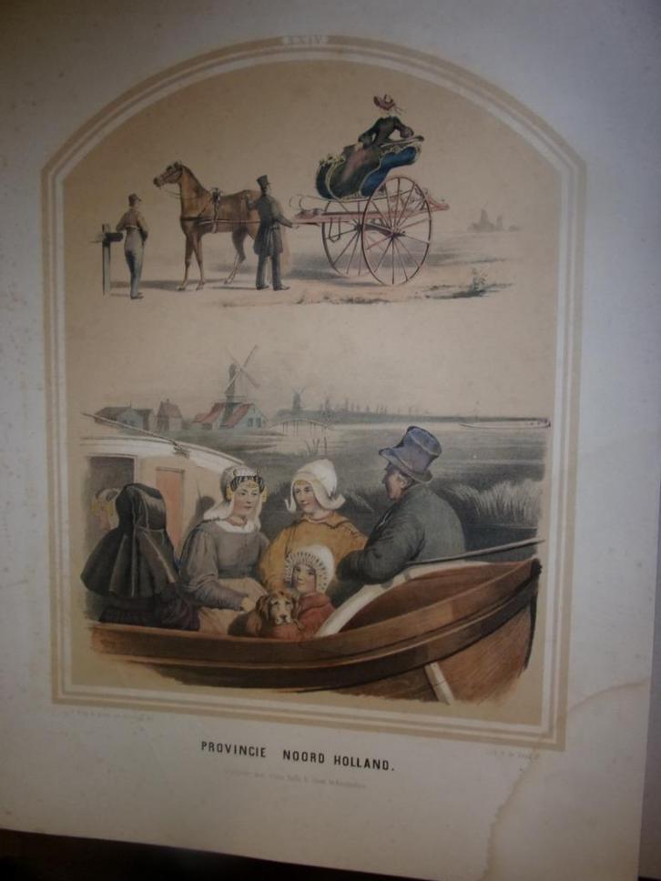 Klederdracht. Bing & Braet. Noord-Holland. Trekschuit, Sjees, Antiek en Kunst, Kunst | Etsen en Gravures, Ophalen of Verzenden