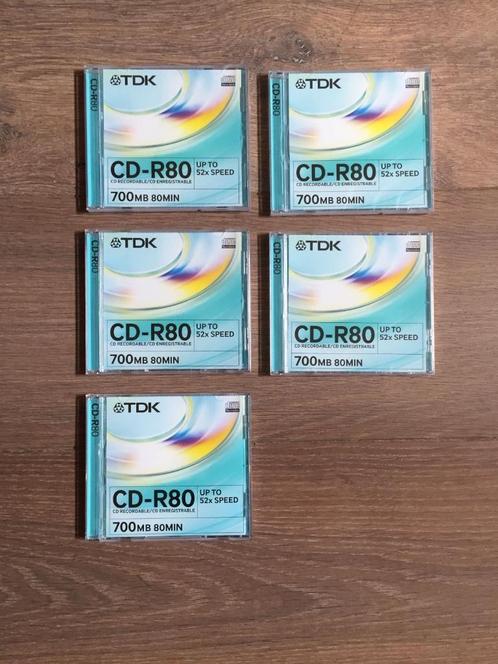 5x in gesealde verpakking CD recordable CD-R80 700 Mb; TDK, Computers en Software, Beschrijfbare discs, Nieuw, Cd, Herschrijfbaar