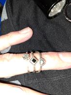 Zilveren Aanschuifringen - Maat 17mm, Ophalen of Verzenden, Zo goed als nieuw, 17 tot 18, Met edelsteen