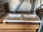 Dubbele wastafel met kranen en afvoerplug, Ophalen, Gebruikt, 100 tot 150 cm, Minder dan 100 cm