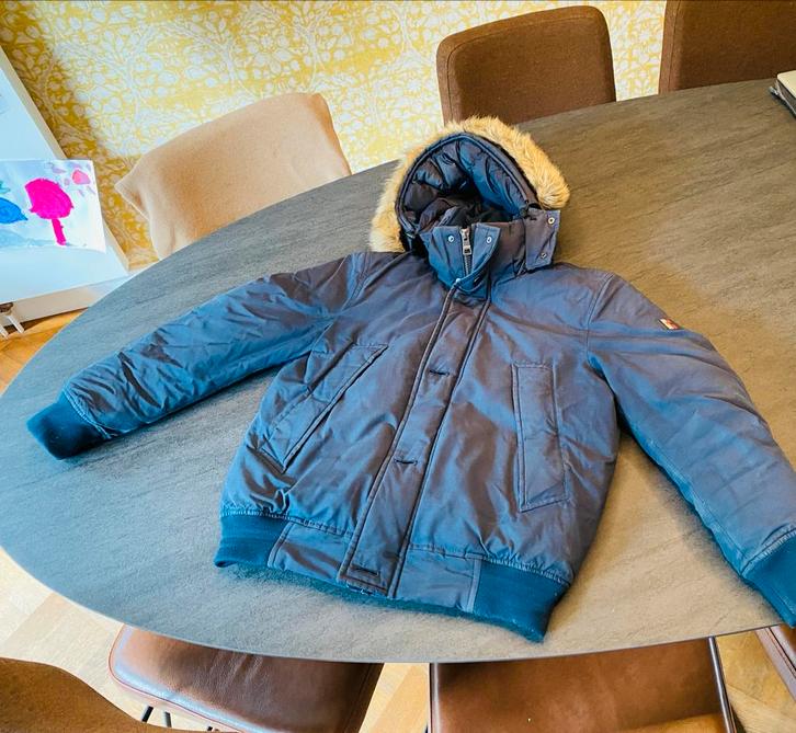 Tommy Hilfiger Winterjas - Donkerblauw, Kleding | Heren, Jassen | Winter, Zo goed als nieuw, Maat 48/50 (M), Blauw, Ophalen of Verzenden