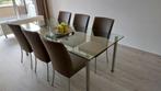 Glazen eetkamer tafel Barcelona, Ophalen, 200 cm of meer, 50 tot 100 cm, Vijf personen of meer