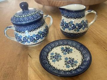 Bunzlau servies set – suikerpot, melkkan en schoteltje beschikbaar voor biedingen