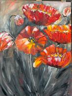 Klaprozen Schilderij - Acryl op Canvas 78x58cm, Antiek en Kunst, Kunst | Schilderijen | Klassiek, Ophalen of Verzenden