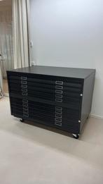 Black Bieffe 7-drawer flat file cabinet on a wheeled base., Huis en Inrichting, Kasten | Ladekasten, Ophalen, 100 tot 150 cm, 5 laden of meer