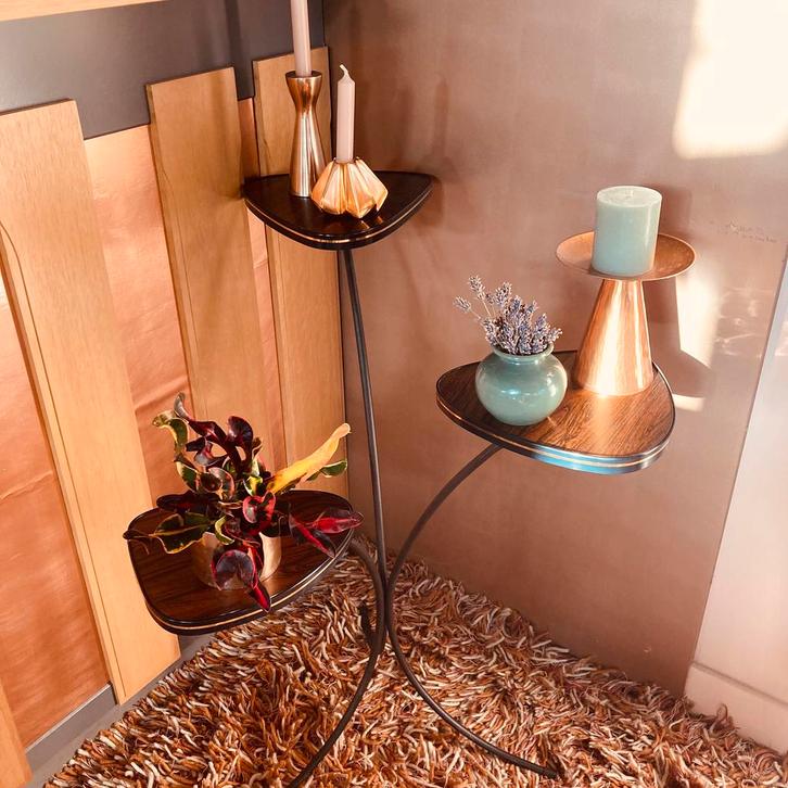 Retro plantentafel, 3-laags, palissander fineer, Huis en Inrichting, Woonaccessoires | Overige, Gebruikt, Ophalen