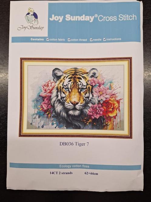 Compleet borduurpakket nieuw: Tijger, Hobby en Vrije tijd, Borduren en Borduurmachines, Nieuw, Borduurpakket, Handborduren, Ophalen of Verzenden