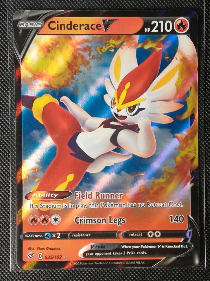 Cinderace V 035/192 - Rebel Clash Pokémonkaart, Hobby en Vrije tijd, Verzamelkaartspellen | Pokémon, Zo goed als nieuw, Losse kaart