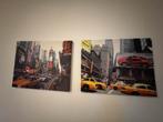 2 Schilderijtjes New York, Ophalen, Zo goed als nieuw, Schilderij, Minder dan 50 cm