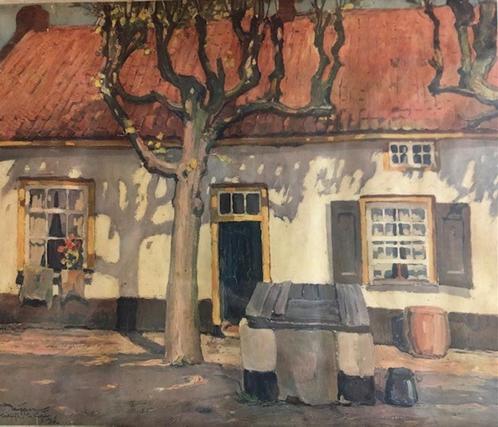 Schilderij / prent van albert funke küpper straatje in katwi, Huis en Inrichting, Woonaccessoires | Schilderijen, Tekeningen en Foto's