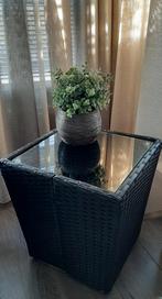 Tuin-/balkontafel VidaXL met gehard glas 41x41x44 cm, Tuin en Terras, Ophalen, Zo goed als nieuw, Vierkant, Kunststof