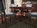 Antieke eettafel met 4 stoelen, Ophalen of Verzenden, Gebruikt, Antiek, 4 tot 6 stoelen