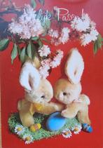 Vrolijk Pasen - twee speelgoed konijnen met ei, Verzenden, 1960 tot 1980, Gelopen, Overige thema's