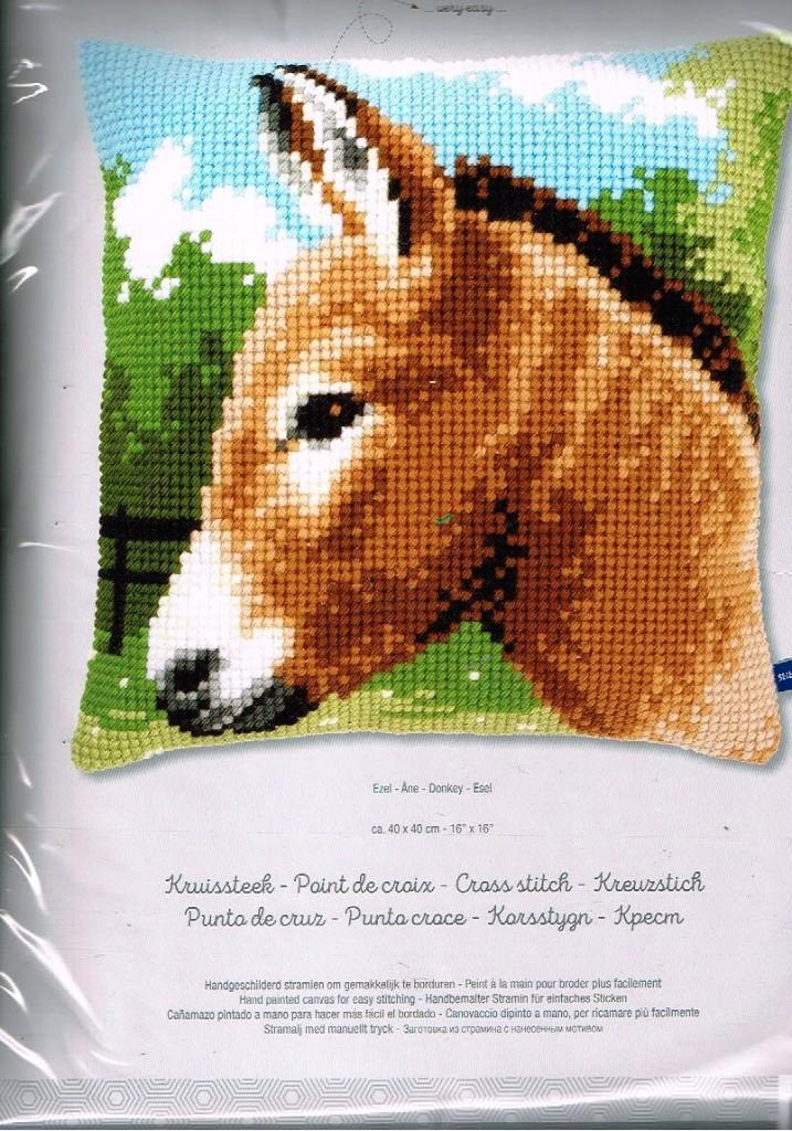 Cado vervaco borduurpakket kussen ezel  267, Hobby en Vrije tijd, Borduren en Borduurmachines, Nieuw, Borduurpakket, Handborduren