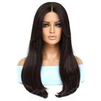 Swiss lace front pruik lang haar in lagen Dark Chocolate, Verzenden, Nieuw, Pruik of Haarverlenging