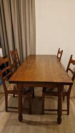 Gratis massief eikenhouten tafel met stoelen, Huis en Inrichting, Gebruikt, 100 tot 150 cm, Klassiek, Eikenhout