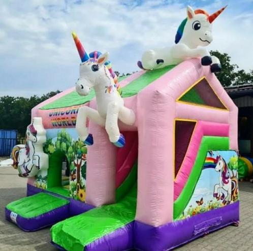 Springkussen springkussensverhuur thema unicorn, Hobby en Vrije tijd, Feestartikelen | Verhuur, Zo goed als nieuw, Verjaardag