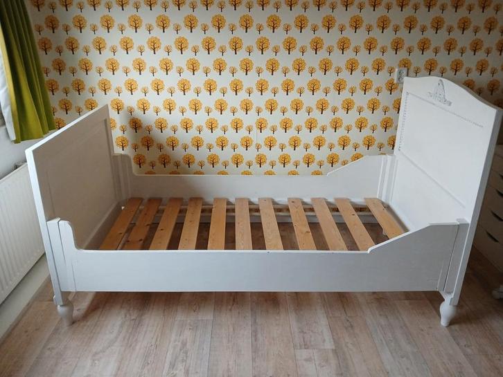 Antiek kajuitbed, Kinderen en Baby's, Kinderkamer | Bedden, Gebruikt, 180 cm of meer, 85 tot 100 cm, Lattenbodem, Matras, Ophalen