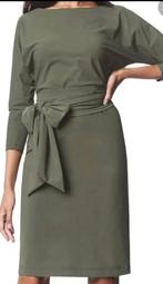 LaDress Carla Jurk Olijf xxs,xs,s of m travelstof sash, Maat 38/40 (M), Ophalen of Verzenden, Zo goed als nieuw, Knielengte