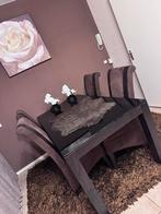 Mooi eiken tafel met stoelen suede leer, Huis en Inrichting, Complete eetkamers, Verzenden, Zo goed als nieuw, 4 tot 6 stoelen