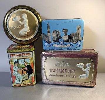 4 Vintage blikken dozen - kan ook per stuk !! beschikbaar voor biedingen
