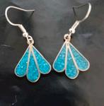 Vintage oorbellen Turquoise  Alpaca Mexico, Ophalen of Verzenden, Zo goed als nieuw, Blauw, Overige materialen