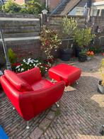 Nicoletti Fauteuil + Hocker - Italiaans Design, Huis en Inrichting, Fauteuils, Leer, Ophalen of Verzenden, Zo goed als nieuw, 75 tot 100 cm