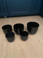 Mica bloempot partij zwarte bloempotten, Ophalen, Gebruikt, Rond, Aardewerk