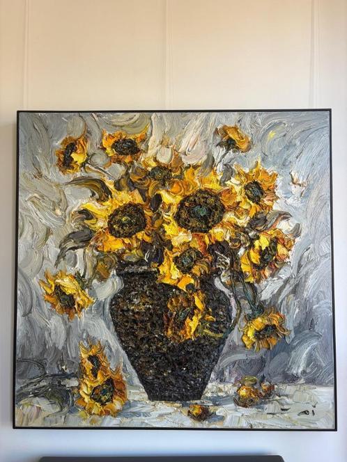 Een Eerbetoon aan Van Gogh: Zonnebloemen door Juni Lin, Antiek en Kunst, Kunst | Schilderijen | Klassiek, Ophalen of Verzenden